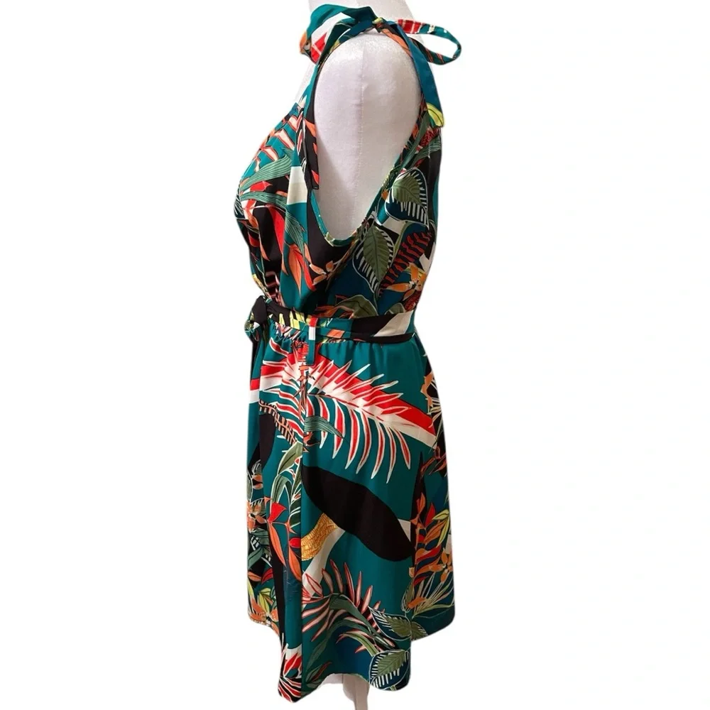 SHEIN VCAY Vacation Tropical Printed Spaghetti Strap Dress Size Large - Picture 8 of 13